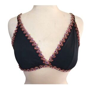 BBECCA by Rebecca Virtue Mardi Gras Black Crochet Hipster Bikini Swimsuit Top M